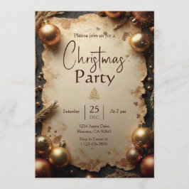 Invitación Vintage Gold Christmas Party Invitation