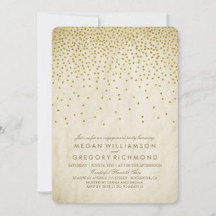 Invitación Vintage Gold Confetti Engagement Party