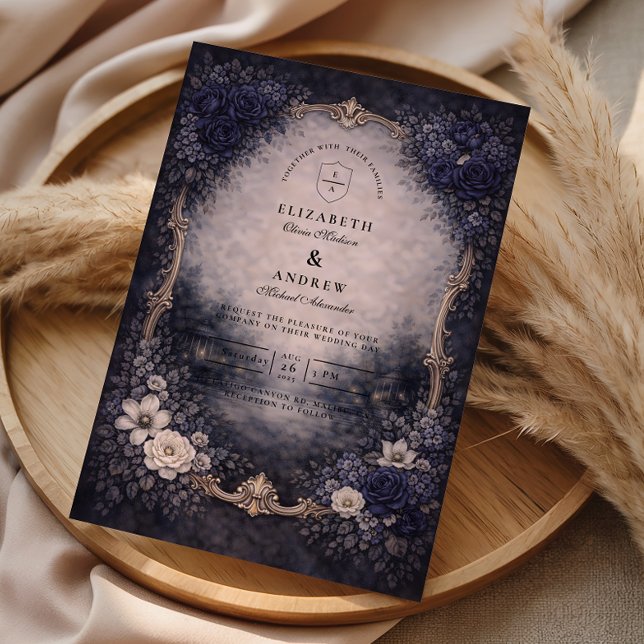 Invitación Vintage Gold Floral Wedding (Subido por el creador)