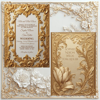 Invitación Vintage Gold Ornate French Heritage Floral Wedding
