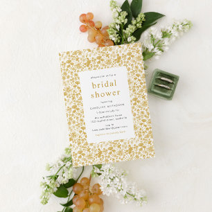 Invitación Vintage Golden Ditzy Floral Bridal Shower