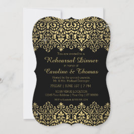 Invitación Vintage Golden Lace Elegante Fiesta de cena de ens