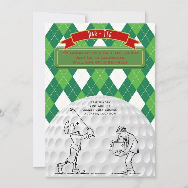 Invitación Vintage Golf 60th Birthday retro (Anverso)