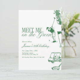 Invitación Vintage Golf Birthday Party Meet Me On the Green