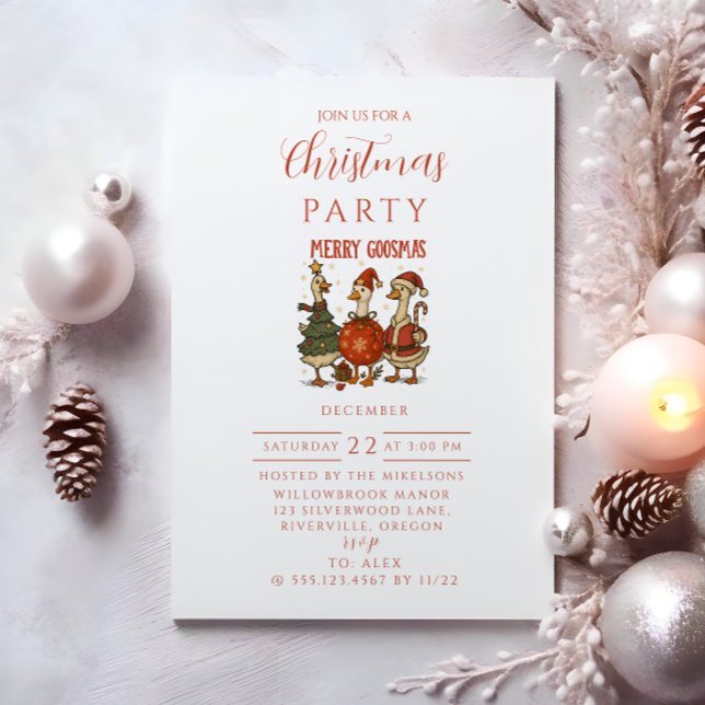 Invitación Vintage Goose Christmas (Subido por el creador)