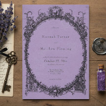 Vintage Gothic Black Toile Purple Wedding