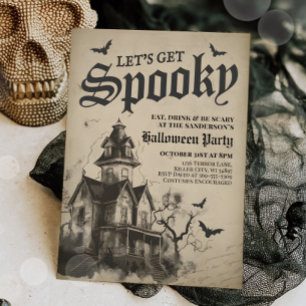 Invitación Vintage Gothic Haunted House Halloween Adulto Fies