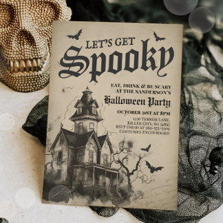Invitación Vintage Gothic Haunted House Halloween Adulto Fies