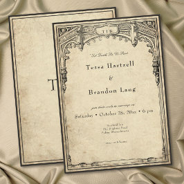 Invitación Vintage Gothic Medieval Border Parchment Wedding