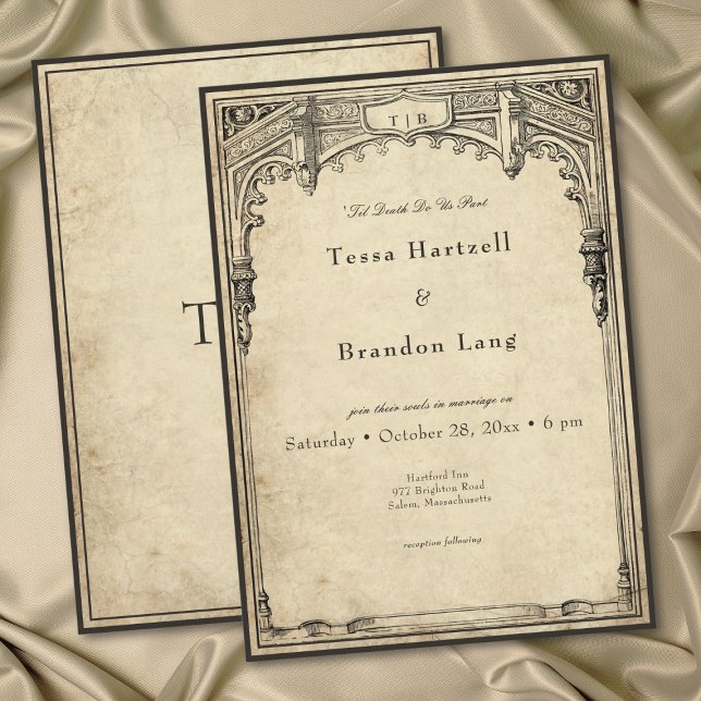 Invitación Vintage Gothic Medieval Border Parchment Wedding (Vintage Gothic Medieval Border Parchment Wedding Invitation)