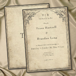 Invitación Vintage Gothic Medieval Gargoyle Parchment Wedding