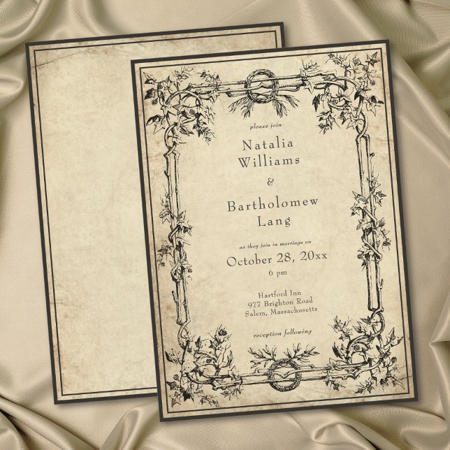 Invitación Vintage Gothic Medieval Ivy Parchment Wedding (Vintage Gothic Medieval Ivy Parchment Wedding Invitation)