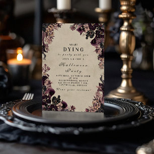 Invitación Vintage Gothic Purple Floral Fiesta