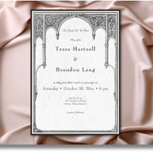 Vintage Gótico Medieval Line Arch Border Boda