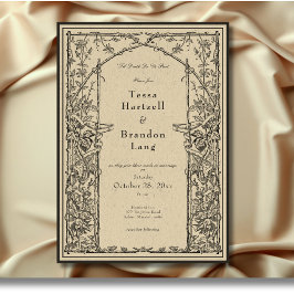 Invitación Vintage Gótico Medieval Vine Arch Border Boda