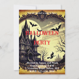 Invitación Vintage gótico obsesionado con fiesta de Halloween