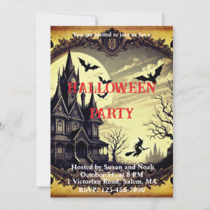 Invitación Vintage gótico obsesionado con fiesta de Halloween