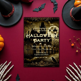 Invitación Vintage gótico oscuro victoriano espumoso Hallowee
