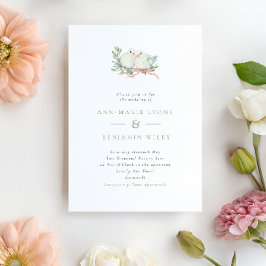 Invitación Vintage Grandmillenial Love Birds & Bow Wedding