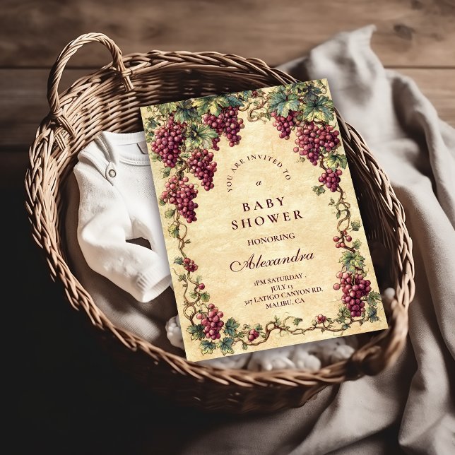 Invitación Vintage Grape Vineyard Botanical Baby Shower (Subido por el creador)