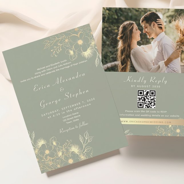 Invitación Vintage Green All in One Boda (Subido por el creador)