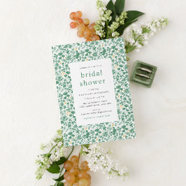 Invitación Vintage Green Ditzy Floral Bridal Shower
