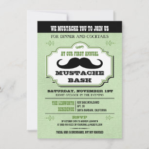 Invitación Vintage Green Mustache Bash