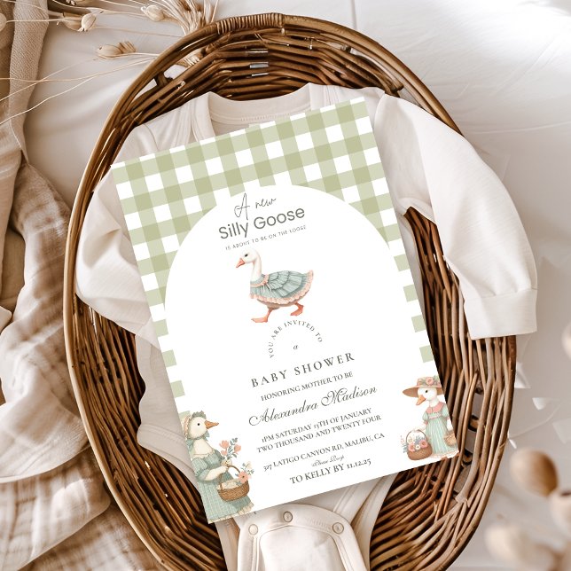 Invitación Vintage Green Silly Goose Baby Shower (Subido por el creador)