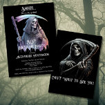 Invitación Vintage Grim Reaper Surprise 30th Birthday Fiesta<br><div class="desc">Cree la invitación final de la fiesta de cumpleaños número 30 con esta invitación a los 30 años de la Vieja Parca, perfecta para los que aman Halloween, el horror y todas las cosas espeluznantes y macabras. Con un Grim Reaper de color oscuro vestido de gris oscuro, morado y rojo,...</div>
