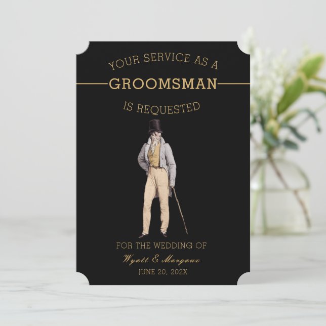 Invitación Vintage Groomsman (Anverso de pie)