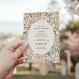 Invitación Vintage Groovy Boho Floral Bridal Shower