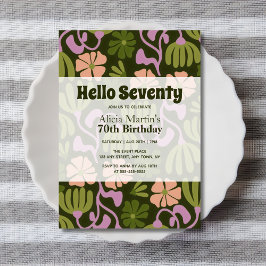 Invitación Vintage Groovy Flower Hola a 70 años