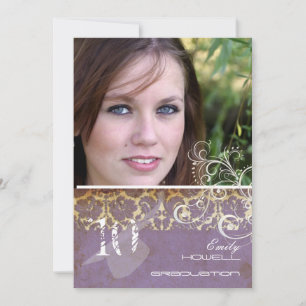 Invitación Vintage/Grunge/Swirls/Damask/Graduados