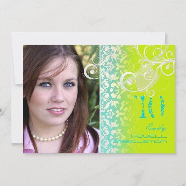 Invitación Vintage/Grunge/Swirls/Damask/Graduados (Anverso)