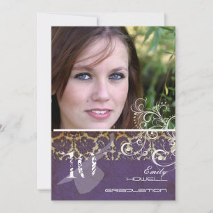 Invitación Vintage/Grunge/Swirls/Damask/Graduados