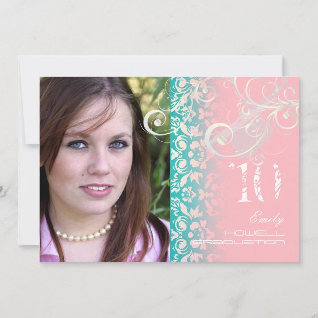 Invitación Vintage/Grunge/Swirls/Damask/Graduados (Anverso)