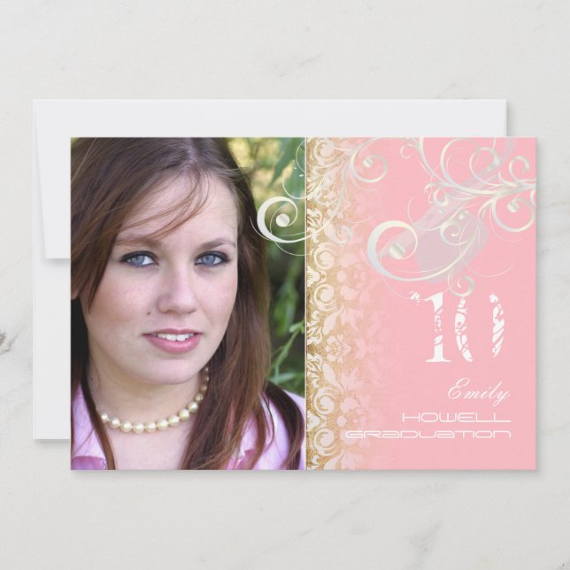 Invitación Vintage/Grunge/Swirls/Damask/Graduados (Anverso)