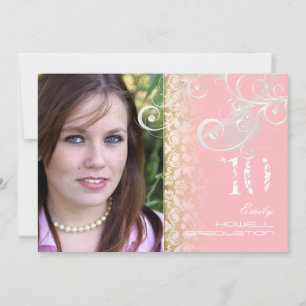 Invitación Vintage/Grunge/Swirls/Damask/Graduados