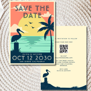 Invitación Vintage Guardar La Boda De Destino De La Playa De