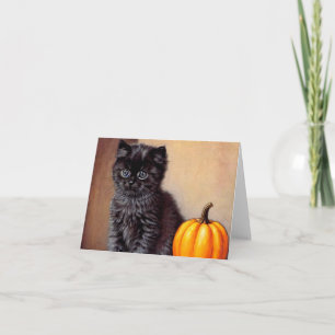 Invitación Vintage Halloween Black Kitten Ilustracion