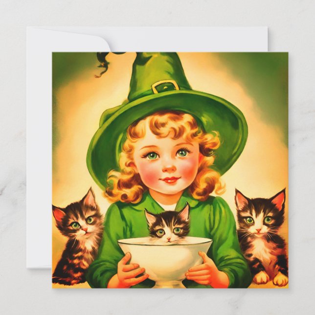 Invitación vintage Halloween cutie no9 (Anverso)