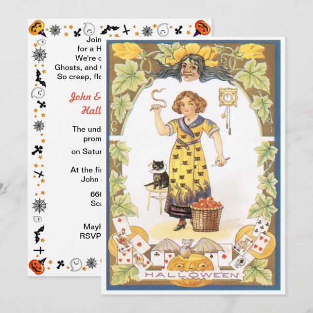 Invitación Vintage Halloween Fun Halloween (Anverso / Reverso)
