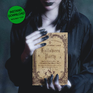 Invitación Vintage Halloween gótico victoriano
