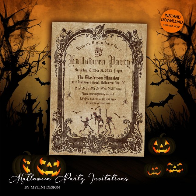 Invitación Vintage Halloween gótico victoriano (Subido por el creador)