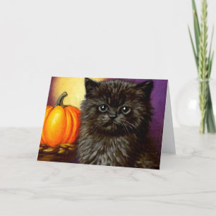 Invitación Vintage Halloween Kitten