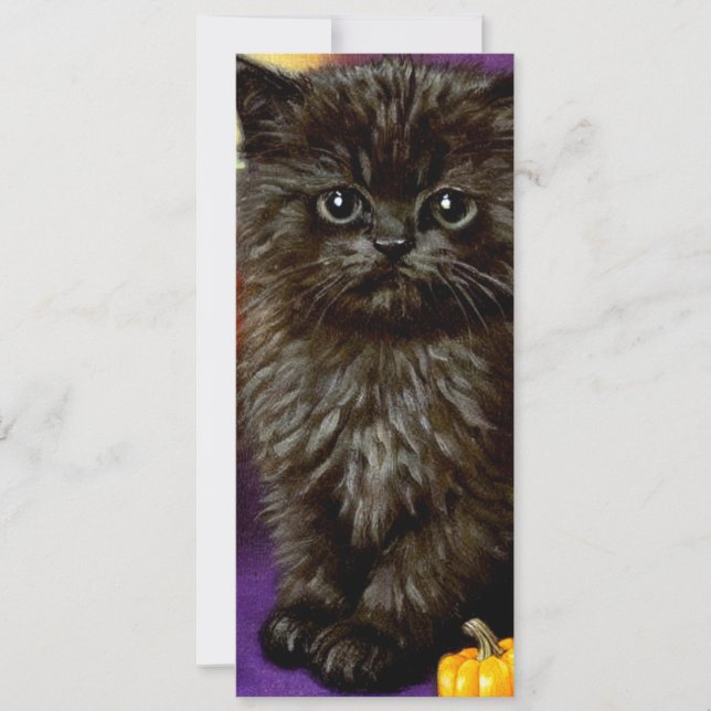 Invitación Vintage Halloween Kitten (Anverso)