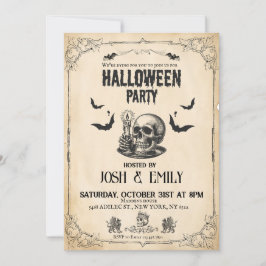 Invitación Vintage Halloween Party Adulto Skull
