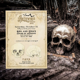 Invitación Vintage Halloween Party se desmorona en casa de ho