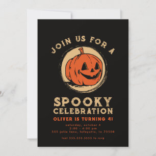 Invitación Vintage Halloween Pumpkin Birday Party