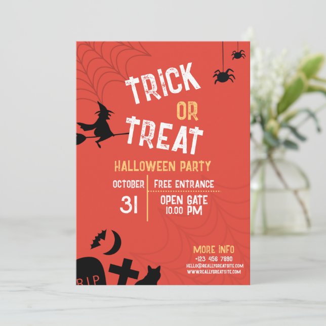 Invitación Vintage Halloween Trick O Treta Fiesta Halloween (Anverso de pie)
